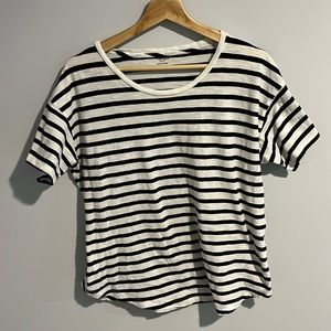 Madewell black & white stripe tee